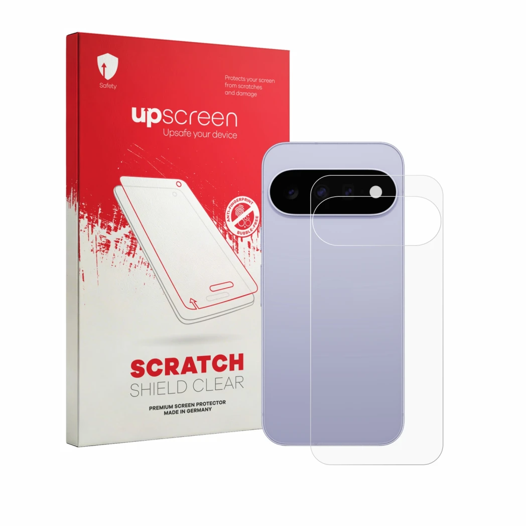 Front side of a product packaging with the brand logo upscreen. Next to it is the device Google Pixel 11 (Back) shown with the