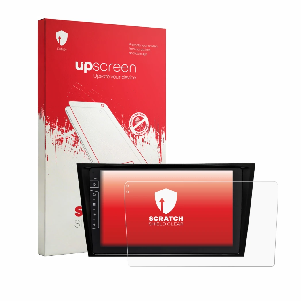 Front side of a product packaging with the brand logo upscreen. Next to it is the device Dynavin D10-W211 Premium shown with t