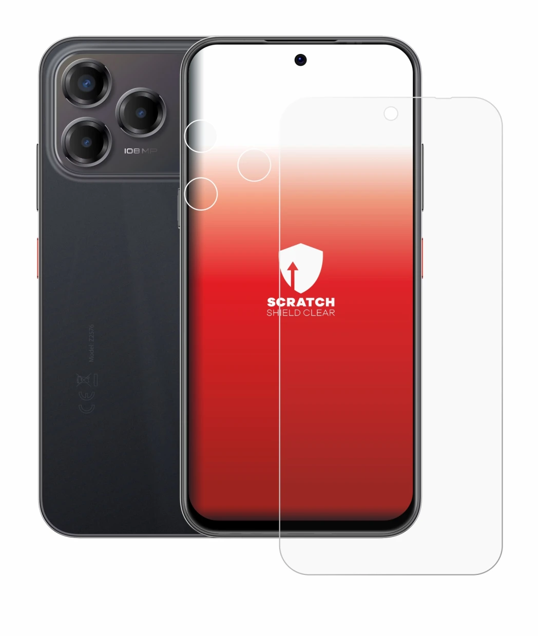 Image of the device ZTE Blade V80 Pro (Front+Camera) with a wide variety of screen protectors.