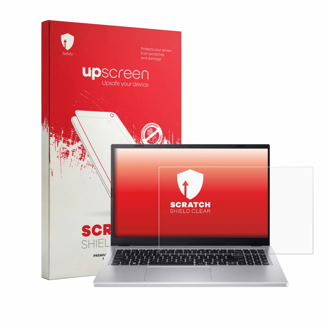 Front side of a product packaging with the brand logo upscreen. Next to it is the device Acer Extensa 15 shown with the corres