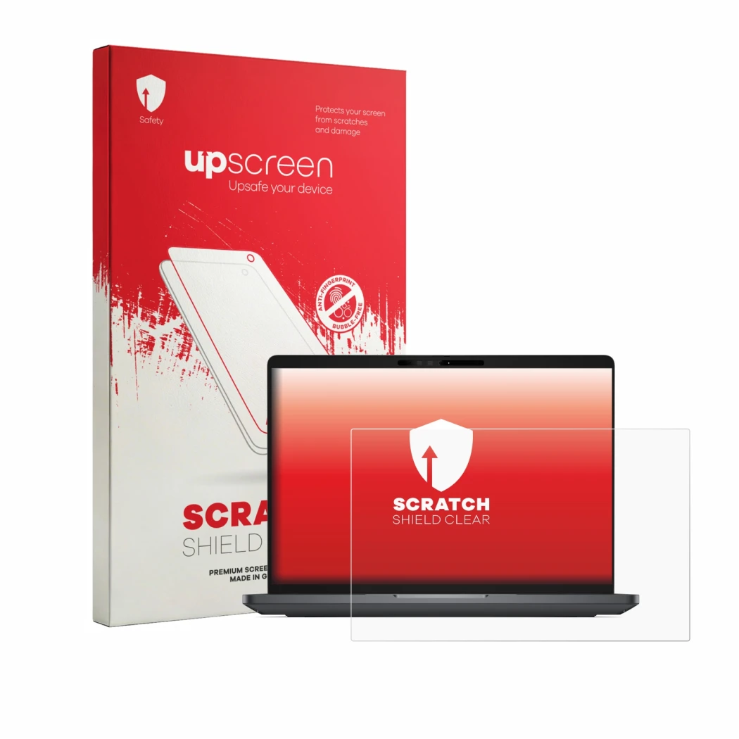 Front side of a product packaging with the brand logo upscreen. Next to it is the device Dell Pro Precision 5-Serie 14 shown w