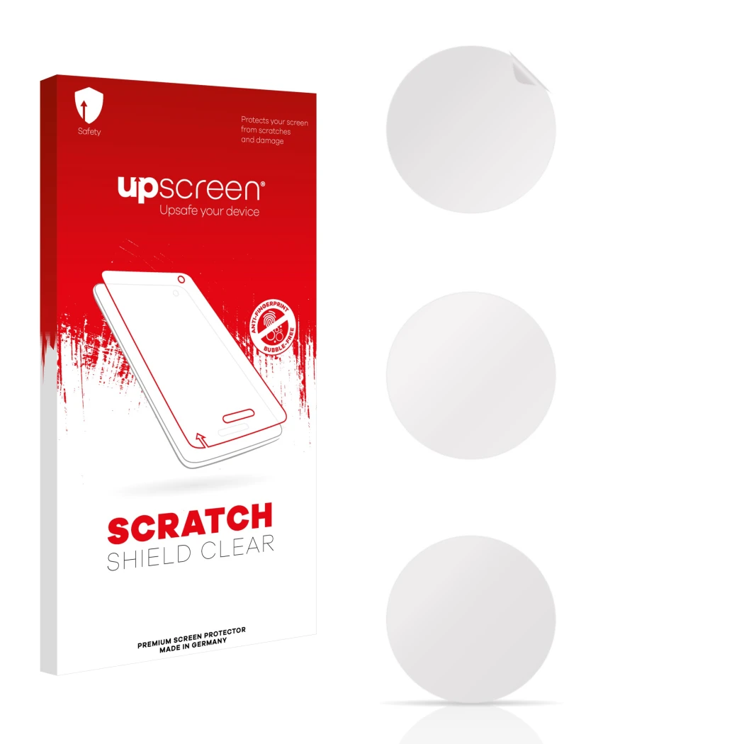 Front side of a product packaging with the brand logo upscreen. Next to it is the corresponding screen protector.