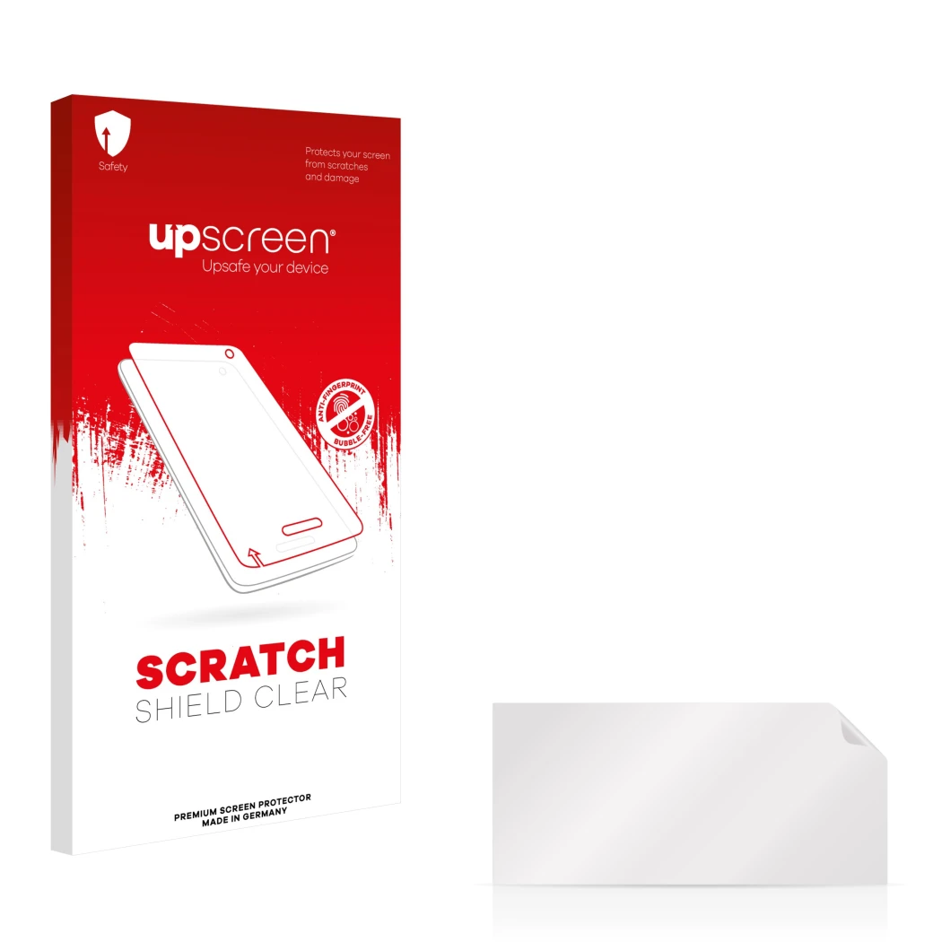 Front side of a product packaging with the brand logo upscreen. Next to it is the corresponding screen protector.
