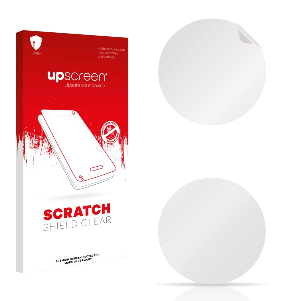 Front side of a product packaging with the brand logo upscreen. Next to it is the corresponding screen protector.