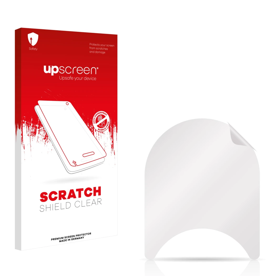 Front side of a product packaging with the brand logo upscreen. Next to it is the corresponding screen protector.