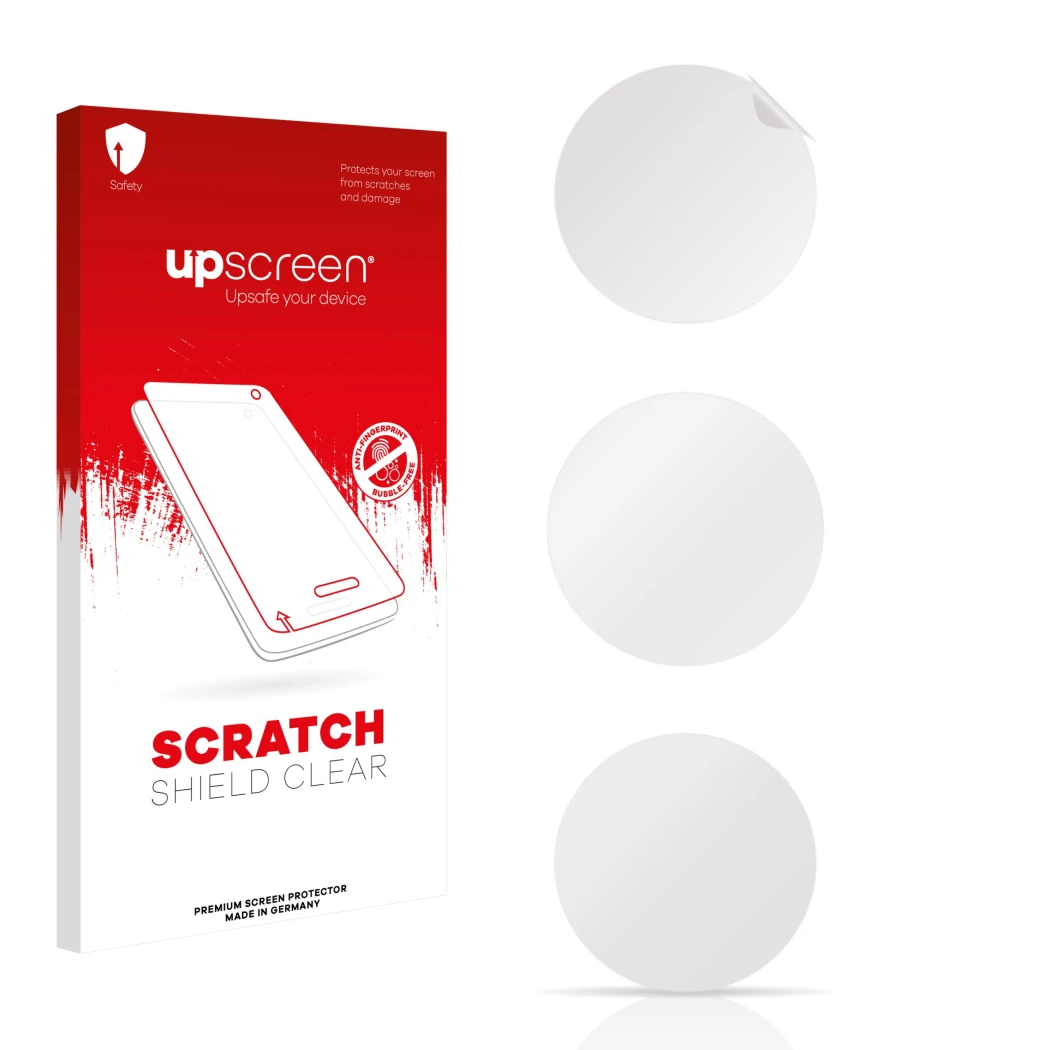 Front side of a product packaging with the brand logo upscreen. Next to it is the corresponding screen protector.