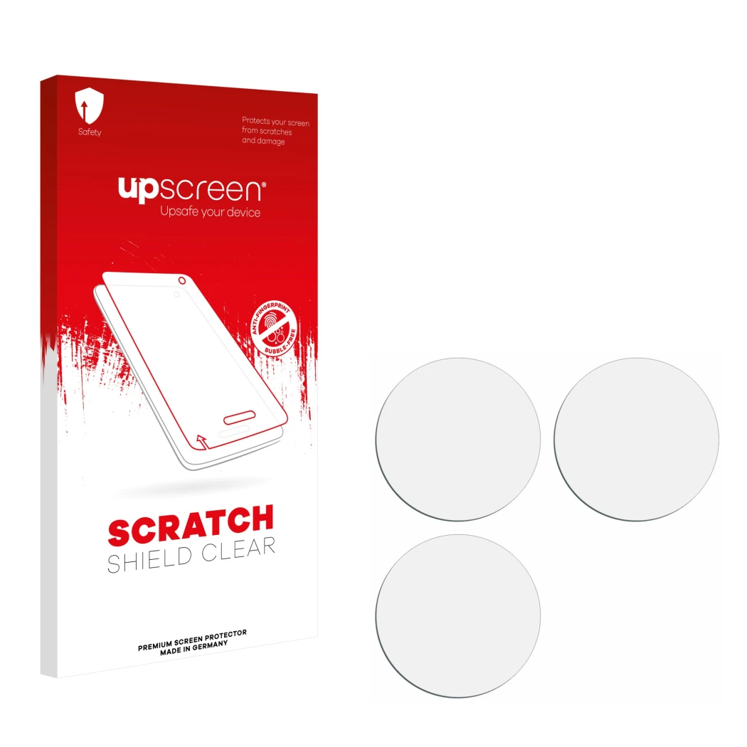 Front side of a product packaging with the brand logo upscreen. Next to it is the corresponding screen protector.