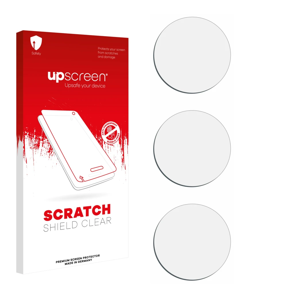 Front side of a product packaging with the brand logo upscreen. Next to it is the corresponding screen protector.