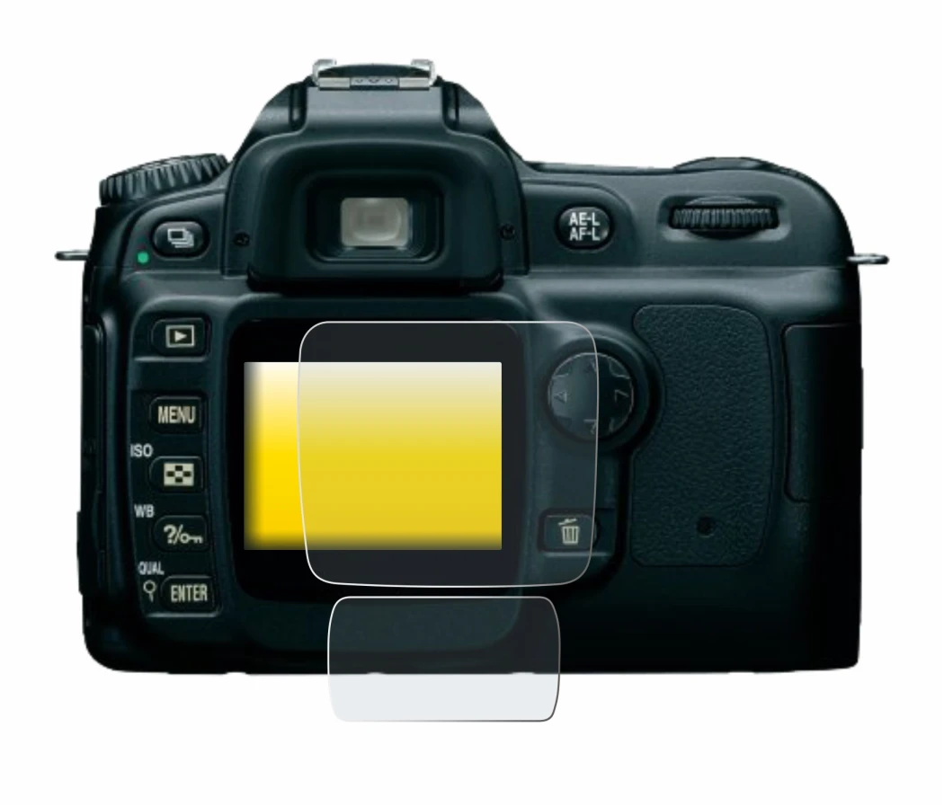 Image of the device Nikon D50 with a wide variety of screen protectors.