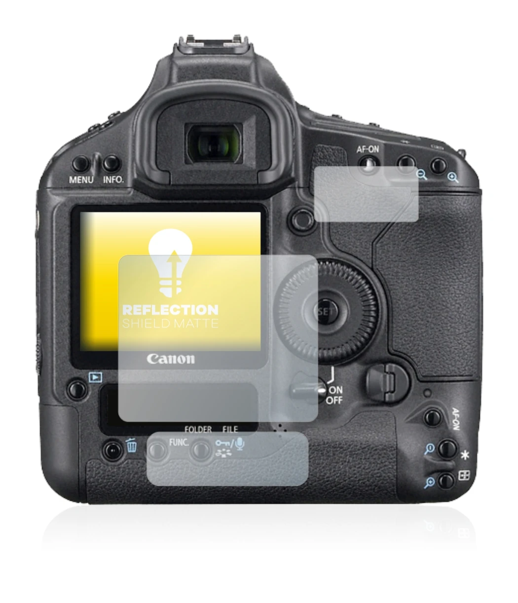 Image of the device Canon EOS 1Ds Mark III with a wide variety of screen protectors.