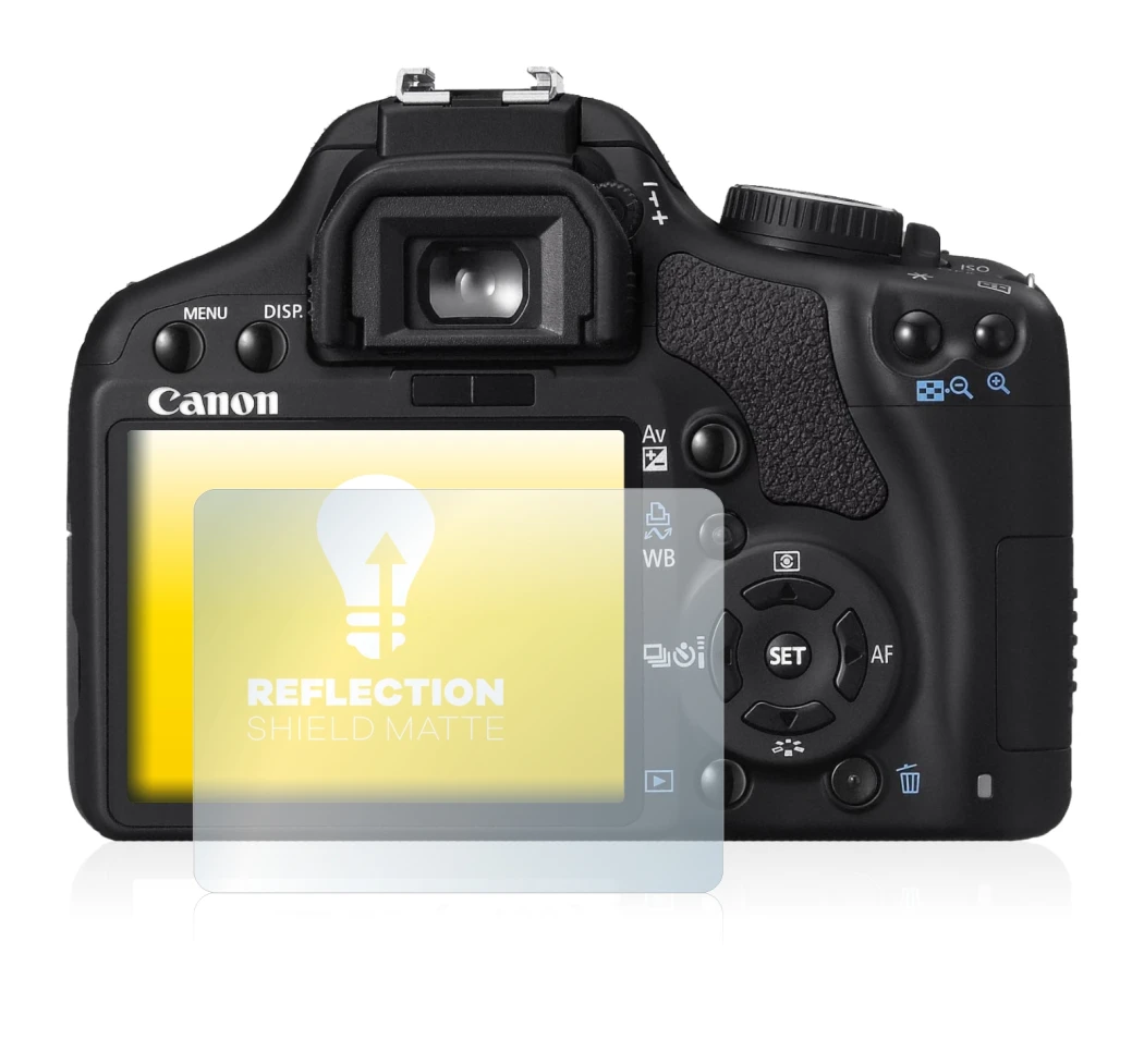 Image of the device Canon EOS 450D with a wide variety of screen protectors.