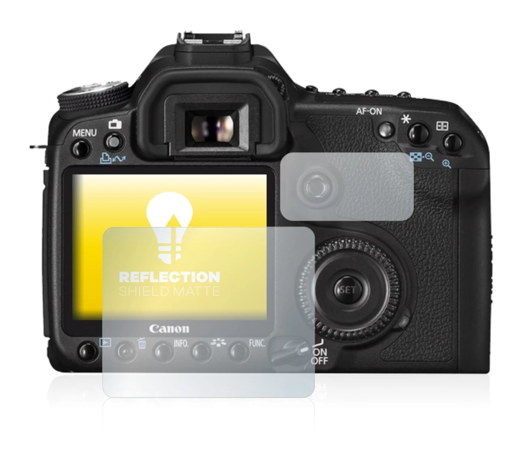Image of the device Canon EOS 50D with a wide variety of screen protectors.
