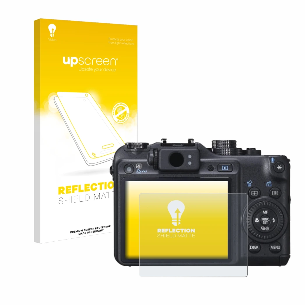Front side of a product packaging with the brand logo upscreen. Next to it is the device Canon PowerShot G10 shown with the co