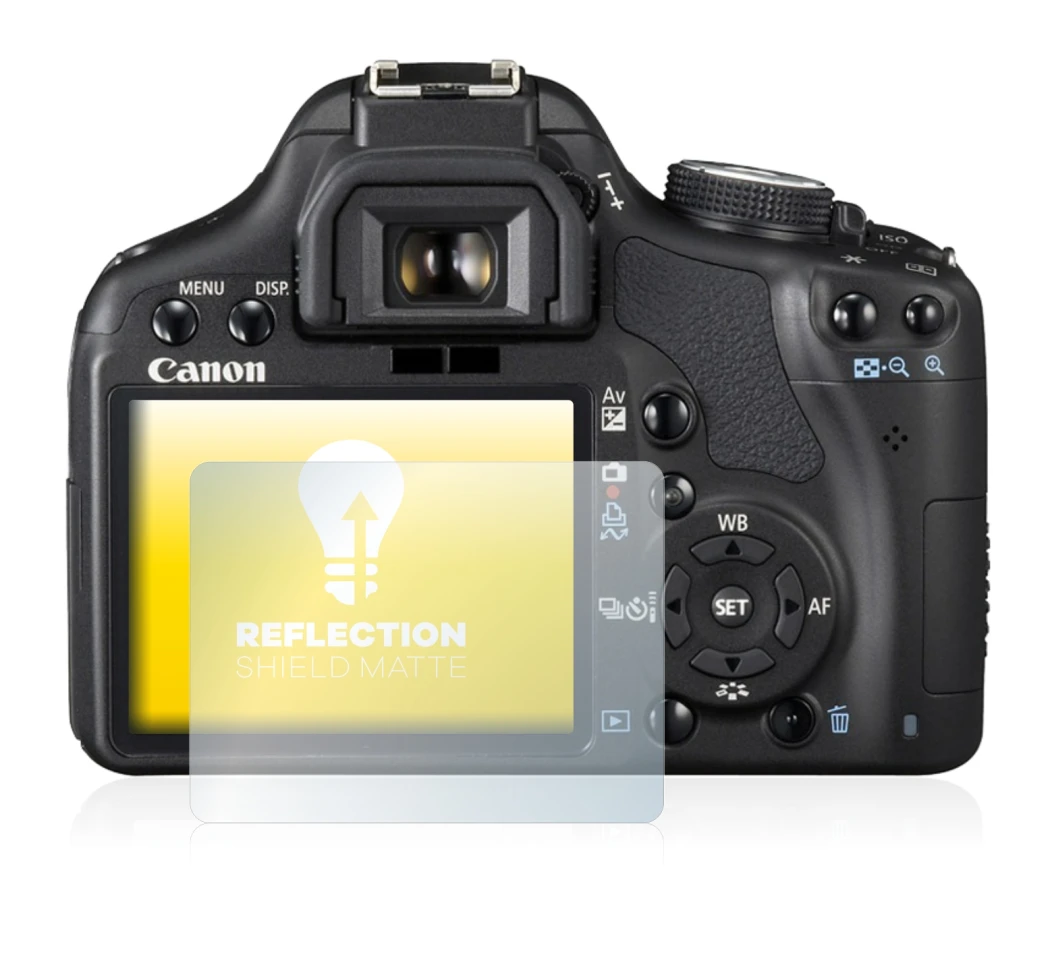 Image of the device Canon EOS 500D with a wide variety of screen protectors.