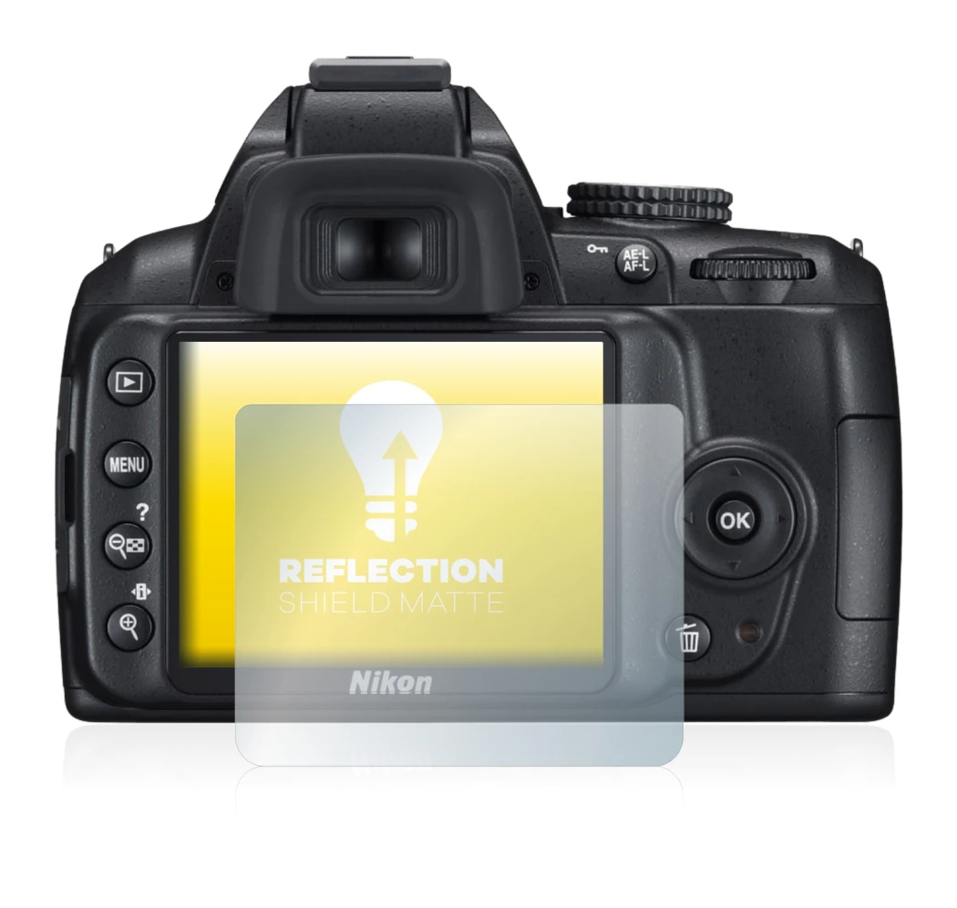 Image of the device Nikon D3000 with a wide variety of screen protectors.