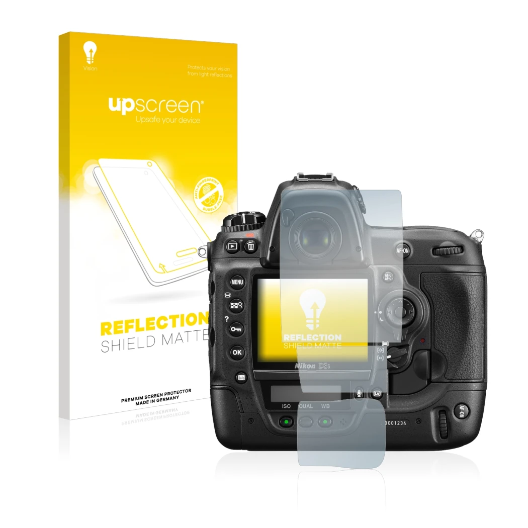 Front side of a product packaging with the brand logo upscreen. Next to it is the device Nikon D3S shown with the correspondin