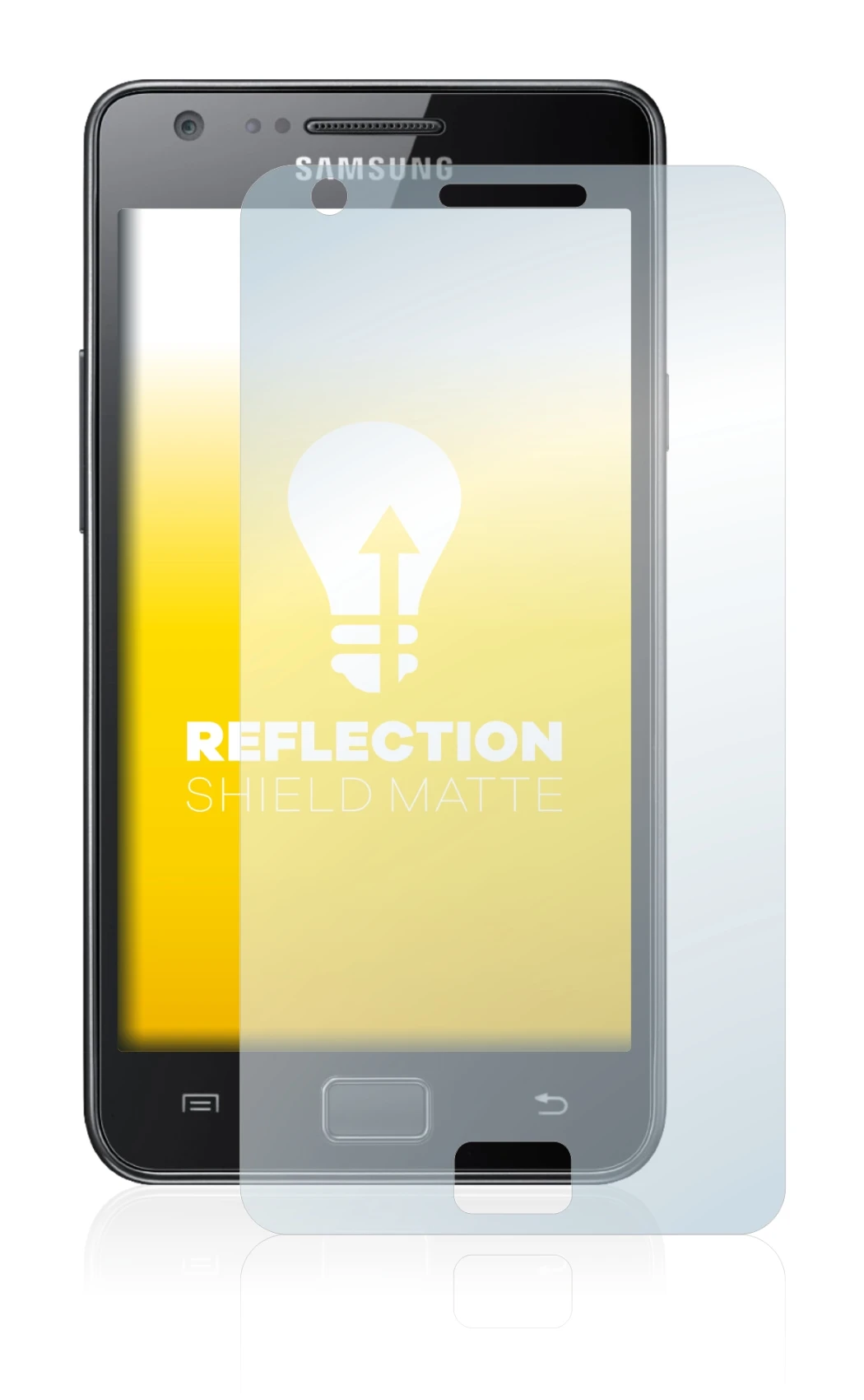 Image of the device Samsung Galaxy S2 with a wide variety of screen protectors.