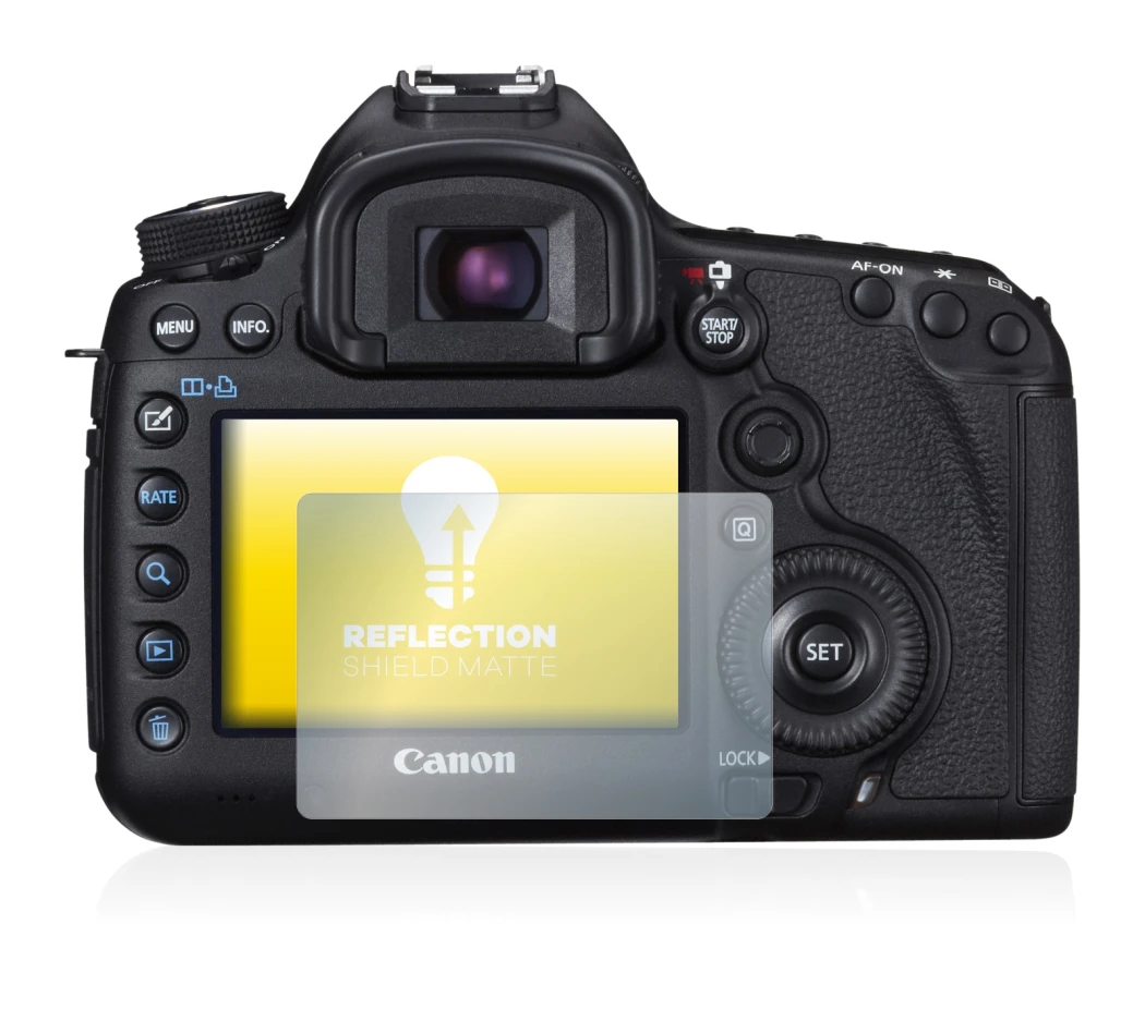 Image of the device Canon EOS 5D Mark III with a wide variety of screen protectors.