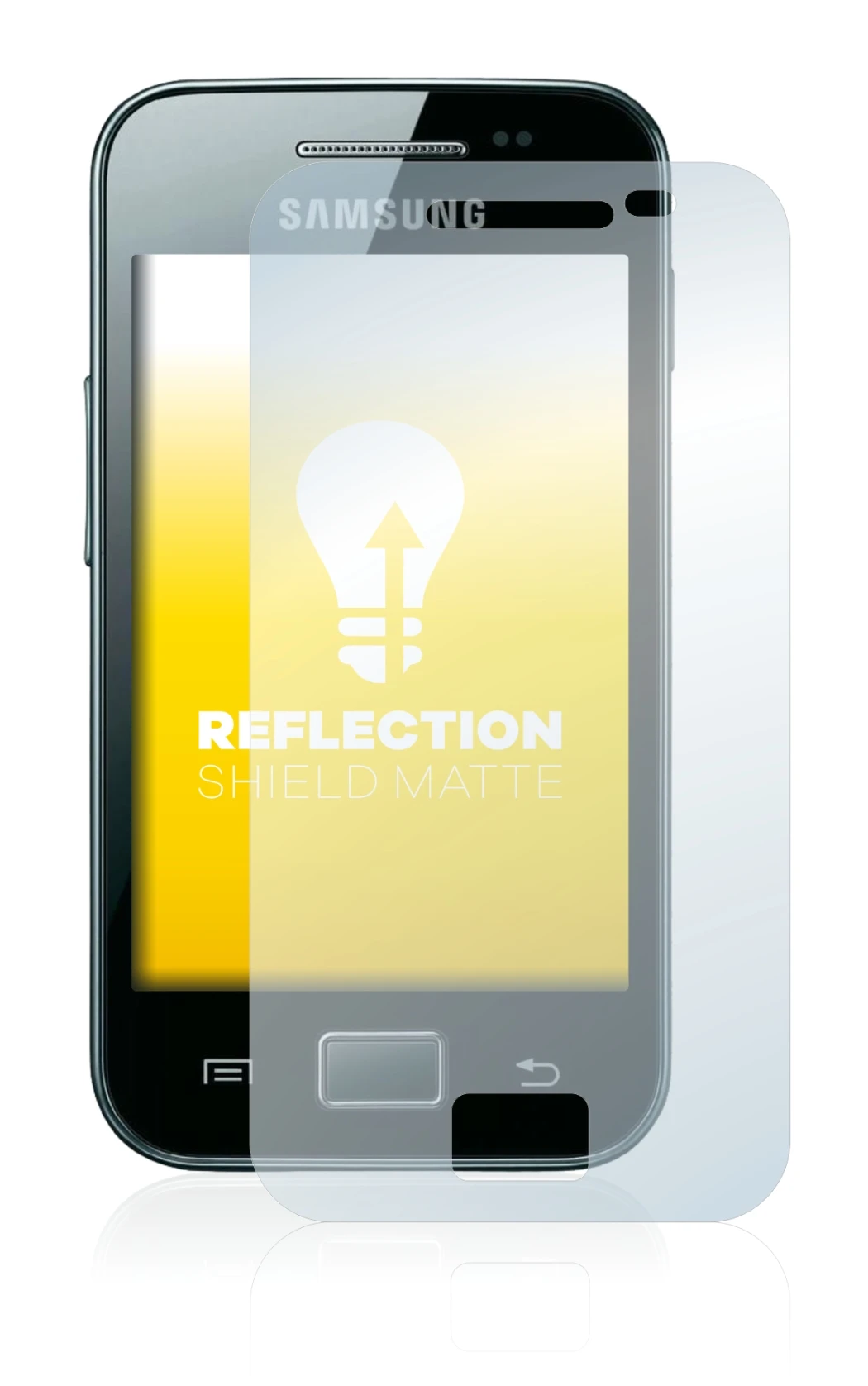 Image of the device Samsung Galaxy Ace S5830i with a wide variety of screen protectors.