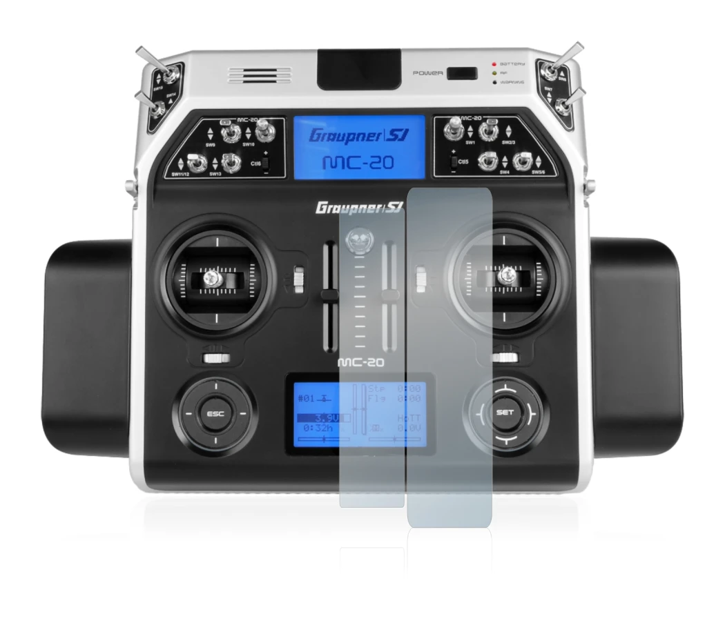 Image of the device Graupner MC-20 HoTT with a wide variety of screen protectors.