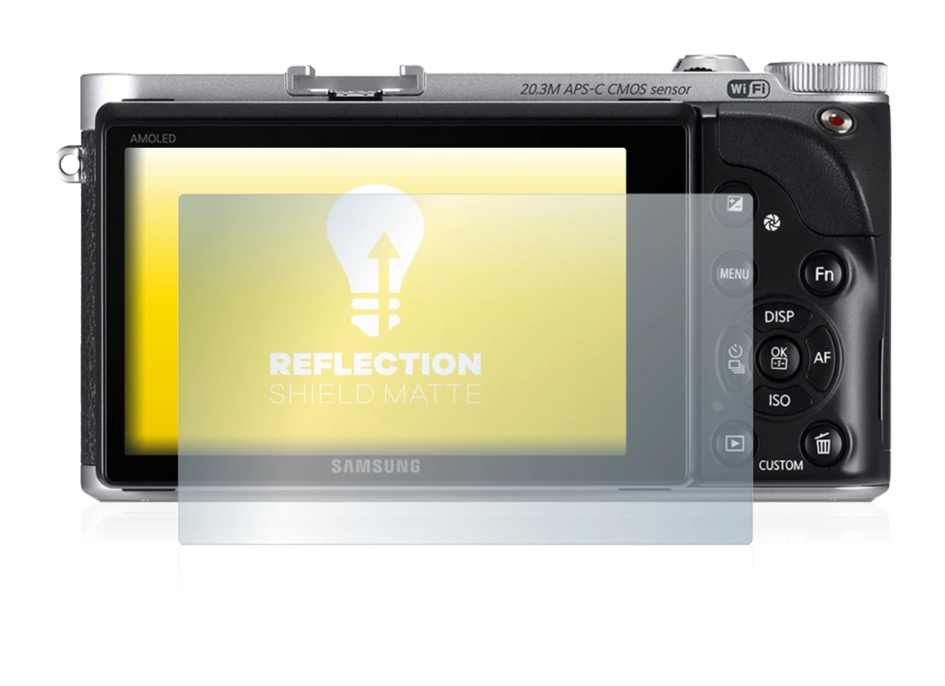 Image of the device Samsung NX300 with a wide variety of screen protectors.