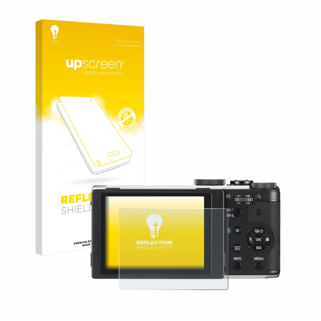 Front side of a product packaging with the brand logo upscreen. Next to it is the device Pentax MX-1 shown with the correspond