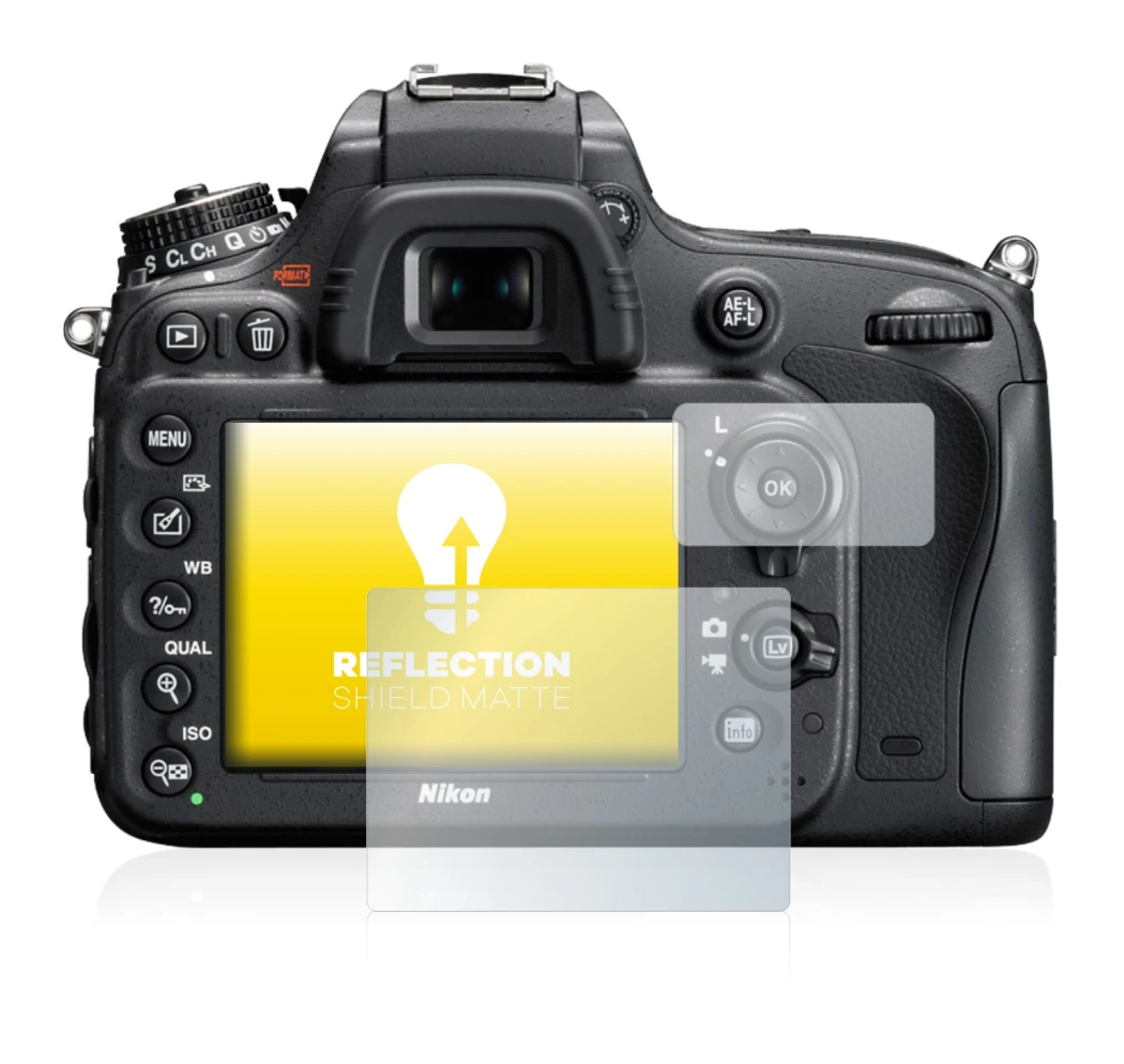 Image of the device Nikon D610 with a wide variety of screen protectors.