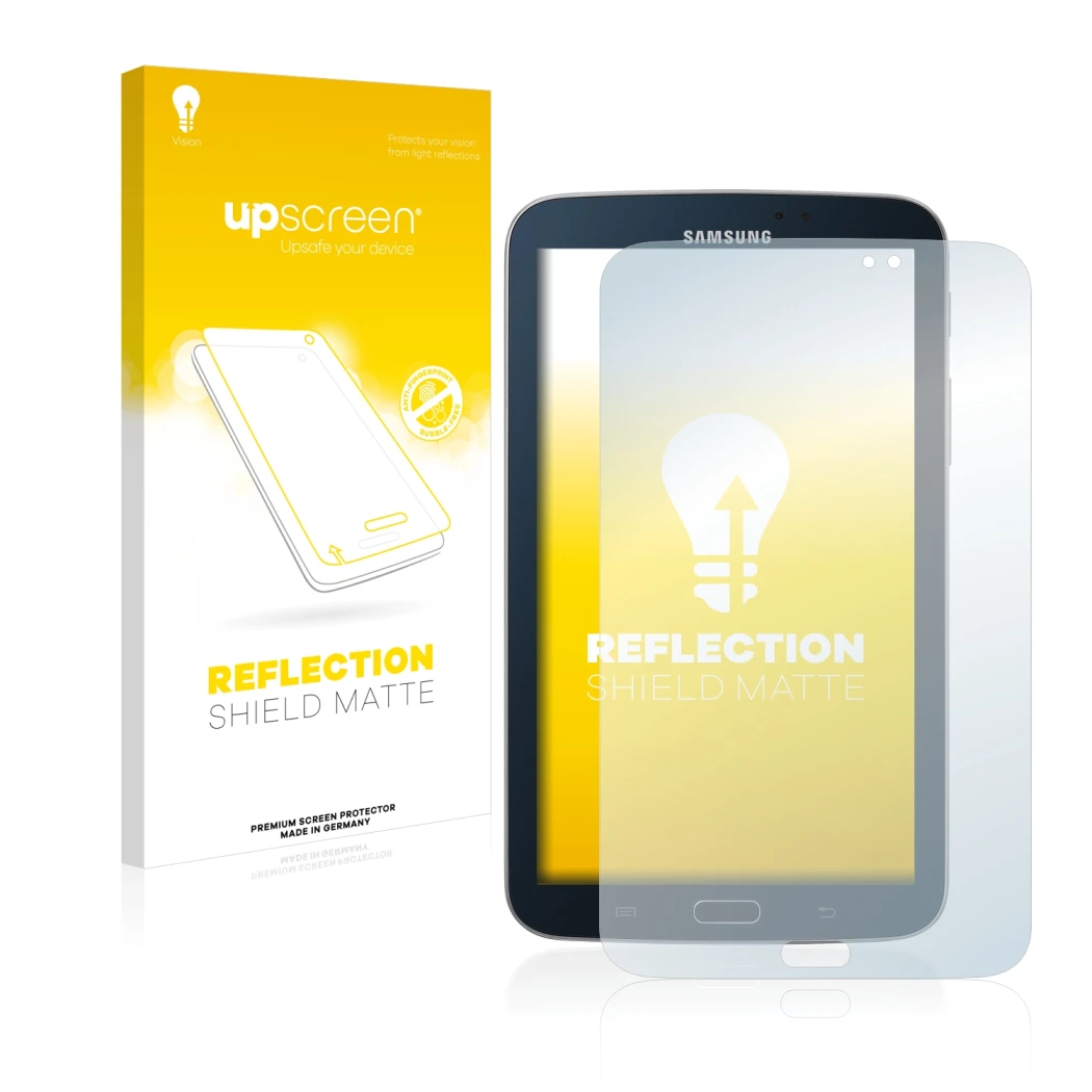 Front side of a product packaging with the brand logo upscreen. Next to it is the device Samsung Galaxy Tab 3 7.0 WiFi shown w
