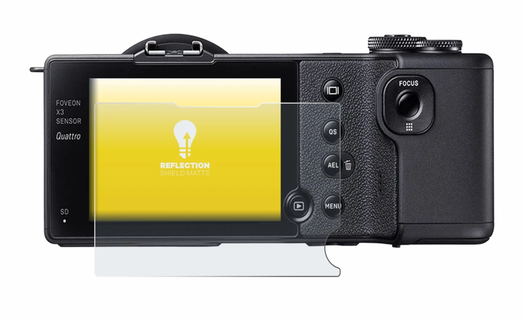Image of the device Sigma dp2 Quattro with a wide variety of screen protectors.