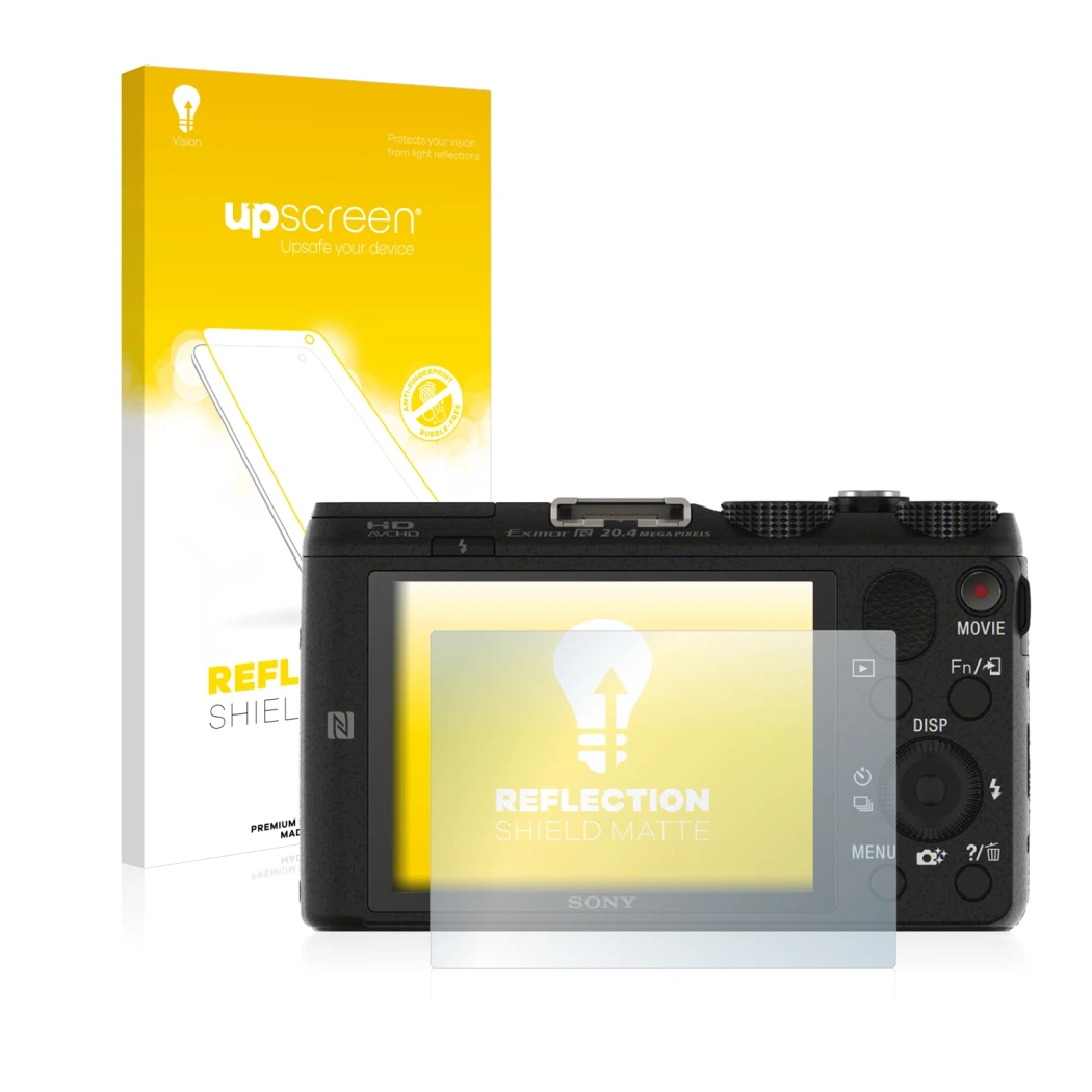 Front side of a product packaging with the brand logo upscreen. Next to it is the device Sony Cyber-Shot DSC-HX60V shown with 