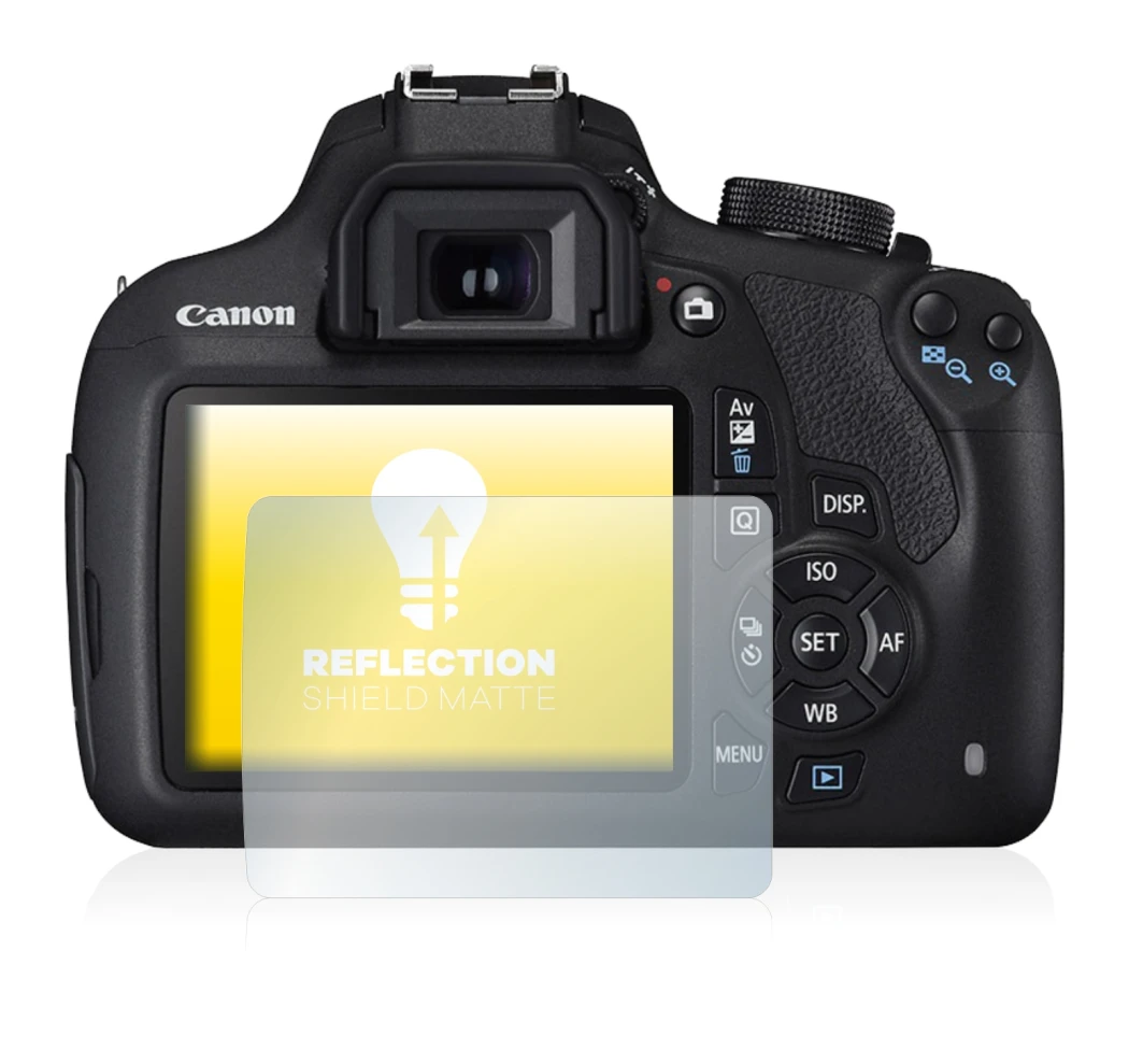 Image of the device Canon EOS 1200D with a wide variety of screen protectors.