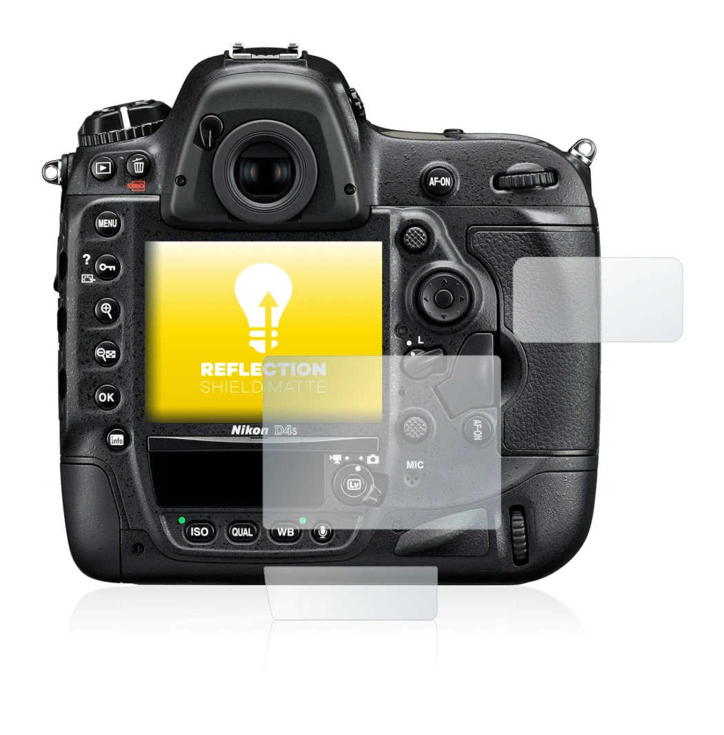 Image of the device Nikon D4S with a wide variety of screen protectors.