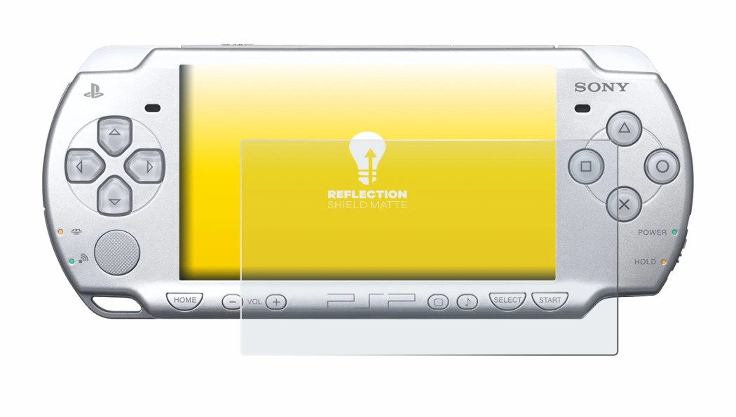 Image of the device Sony PSP 2004 with a wide variety of screen protectors.