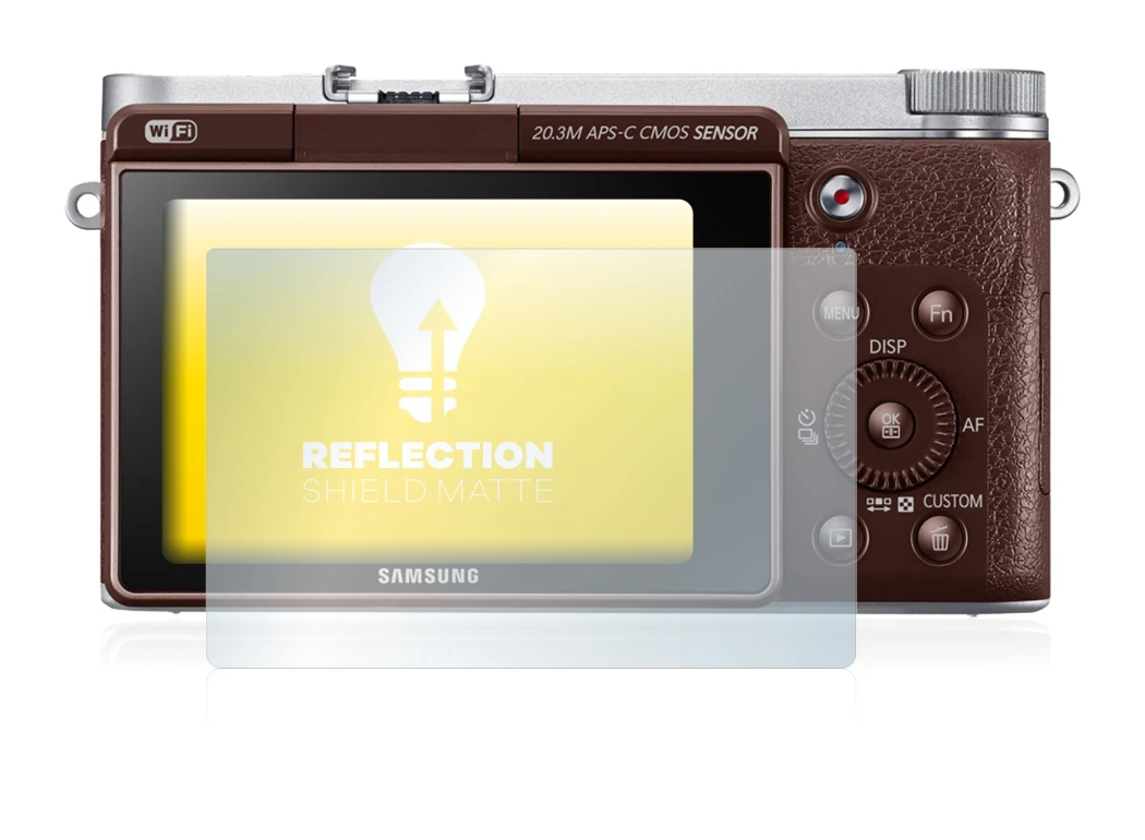 Image of the device Samsung NX3000 with a wide variety of screen protectors.