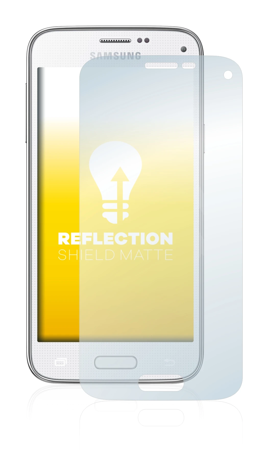 Image of the device Samsung Galaxy S5 Mini SM-G800 with a wide variety of screen protectors.