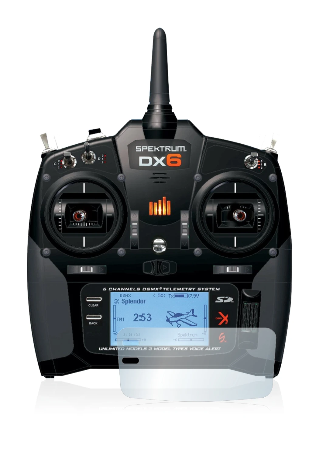 Image of the device Spektrum DX6 with a wide variety of screen protectors.