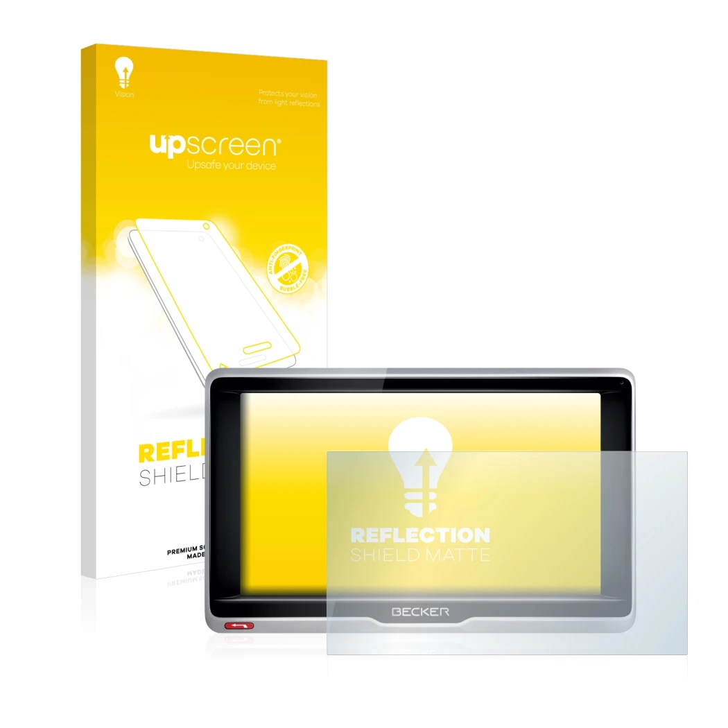 Front side of a product packaging with the brand logo upscreen. Next to it is the device Becker Professional 6 LMU shown with 