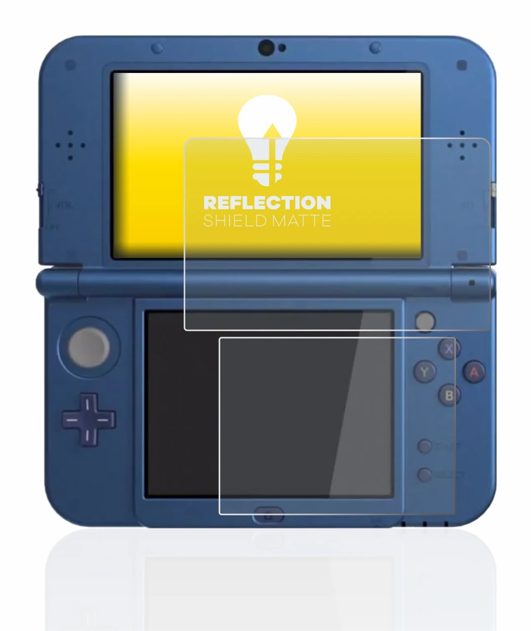 Image of the device Nintendo New 3DS XL with a wide variety of screen protectors.