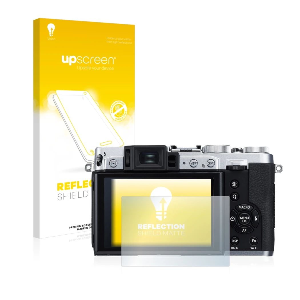 Front side of a product packaging with the brand logo upscreen. Next to it is the device Fujifilm X30 shown with the correspon