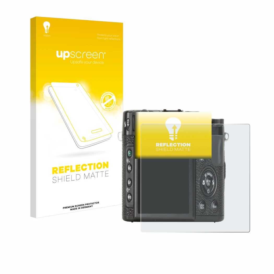 Front side of a product packaging with the brand logo upscreen. Next to it is the device Fujifilm X10 shown with the correspon