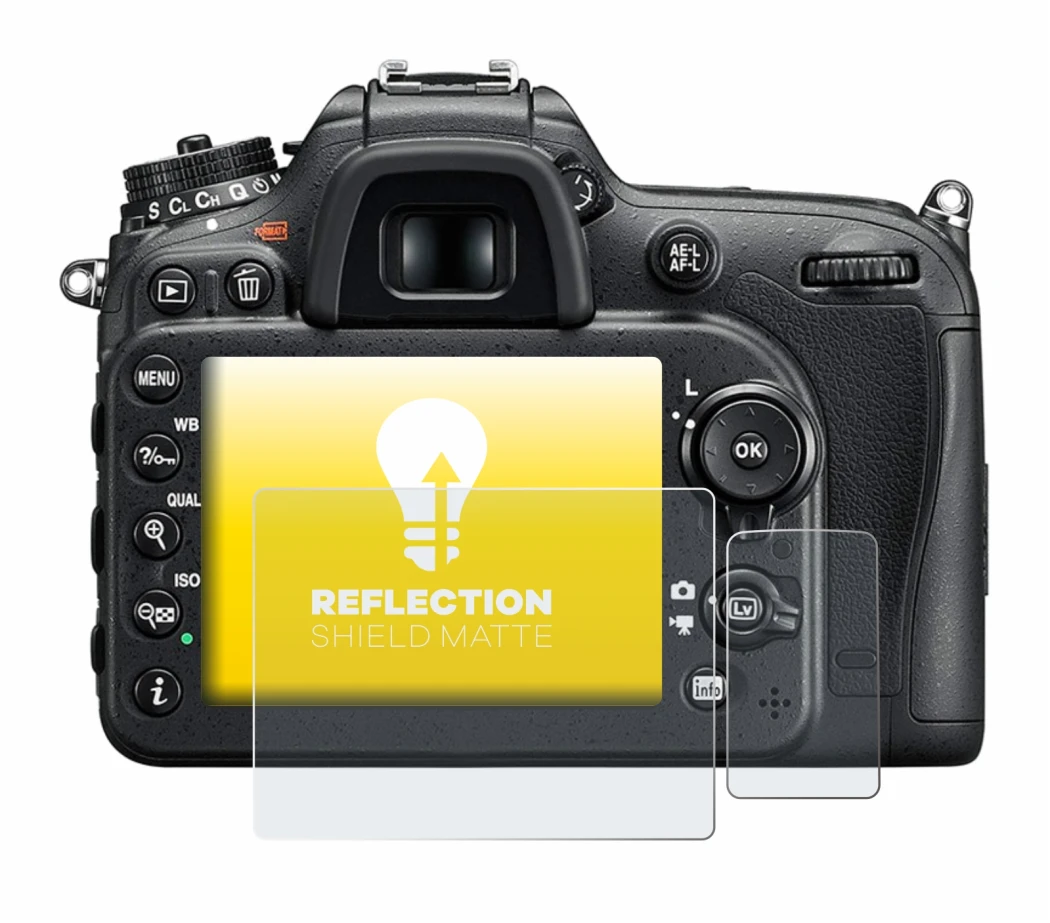 Image of the device Nikon D7200 with a wide variety of screen protectors.