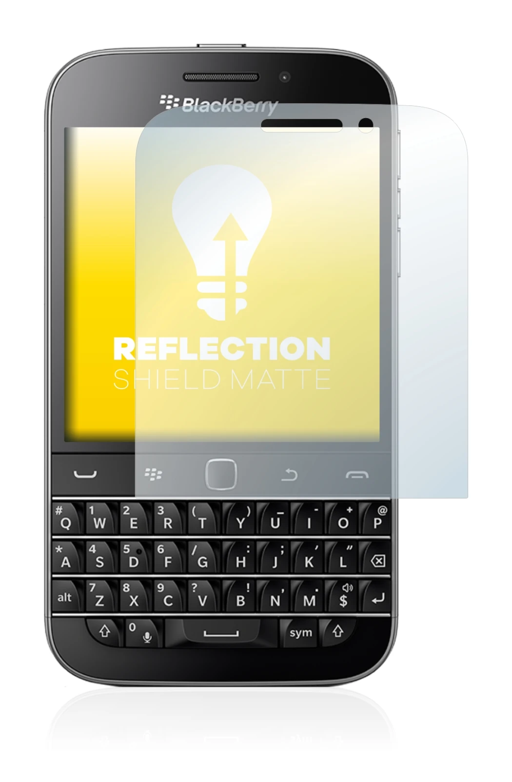 Image of the device Blackberry Classic Q20 with a wide variety of screen protectors.