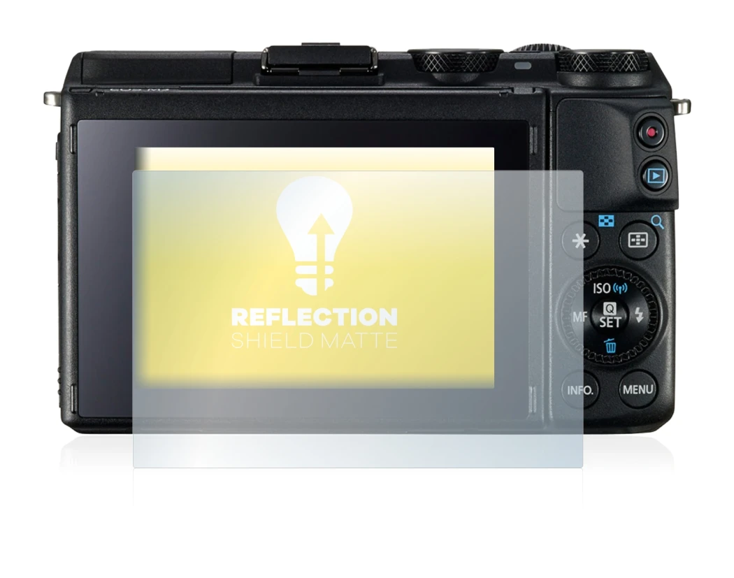 Image of the device Canon EOS M3 with a wide variety of screen protectors.