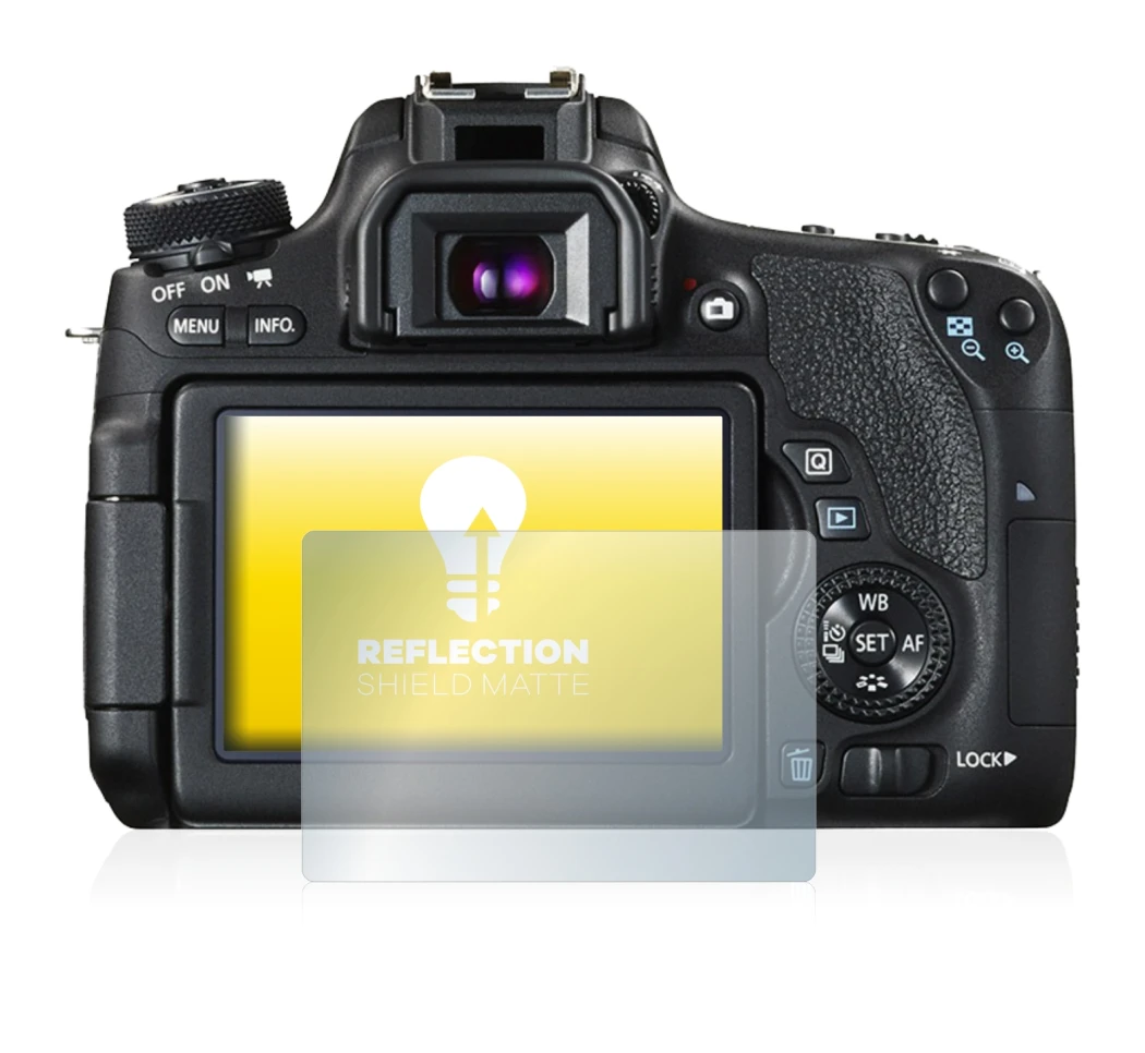 Image of the device Canon EOS 760D with a wide variety of screen protectors.