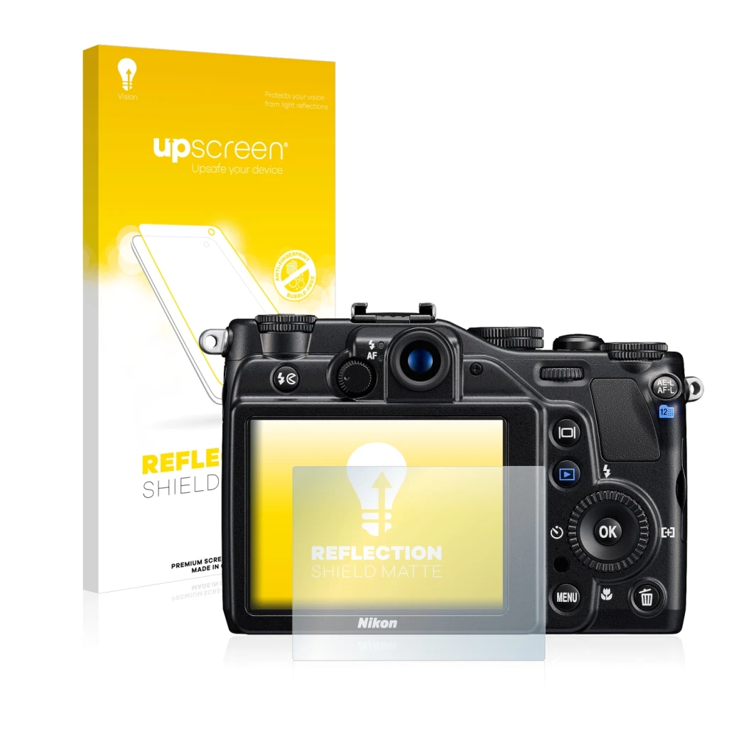 Front side of a product packaging with the brand logo upscreen. Next to it is the device Nikon Coolpix S7000 shown with the co