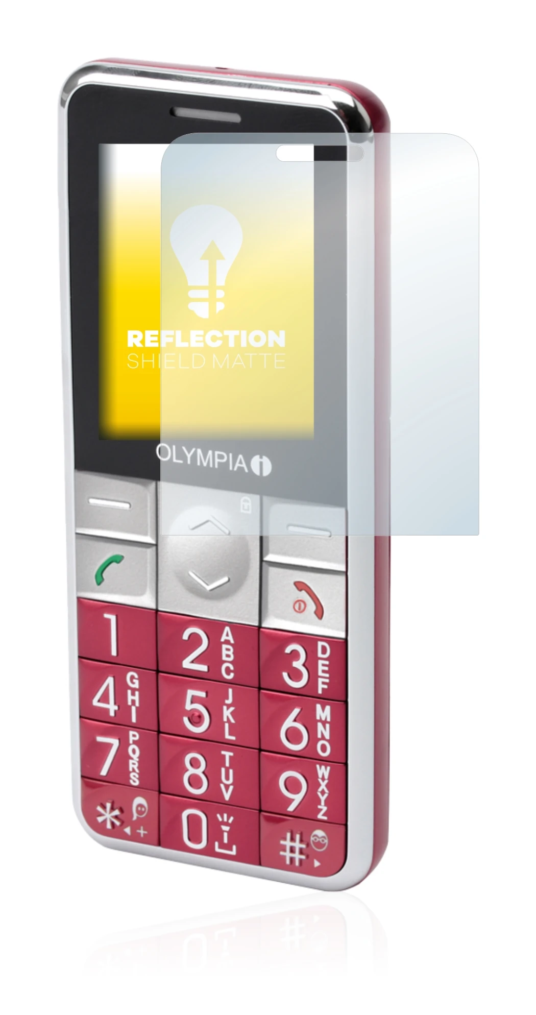 Image of the device Olympia Viva Plus with a wide variety of screen protectors.