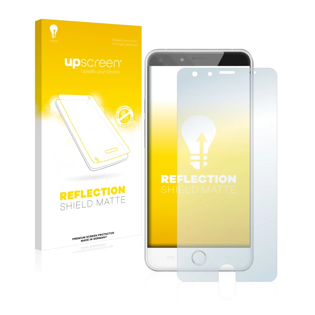 Front side of a product packaging with the brand logo upscreen. Next to it is the device Ulefone Be Touch shown with the corre