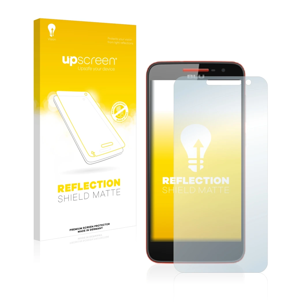 Front side of a product packaging with the brand logo upscreen. Next to it is the device BLU Studio C shown with the correspon