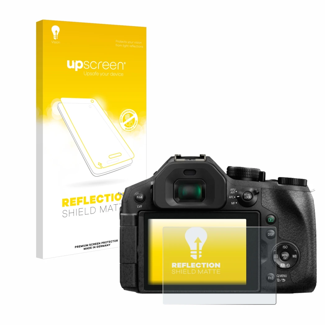 Front side of a product packaging with the brand logo upscreen. Next to it is the device Panasonic Lumix DMC-FZ300 shown with