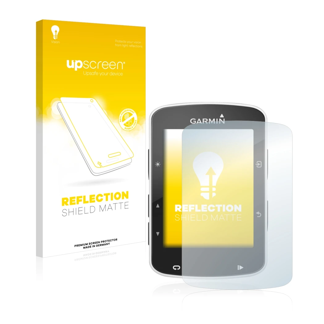 Front side of a product packaging with the brand logo upscreen. Next to it is the device Garmin Edge 520 shown with the corres